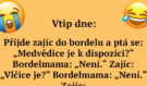 Vtip na vylepšení nálady: Přijde zajíc do bordelu a ptá se…