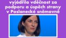 Pekarová Adamová vyjádřila vděčnost za podporu a úspěch strany v Poslanecké sněmovně