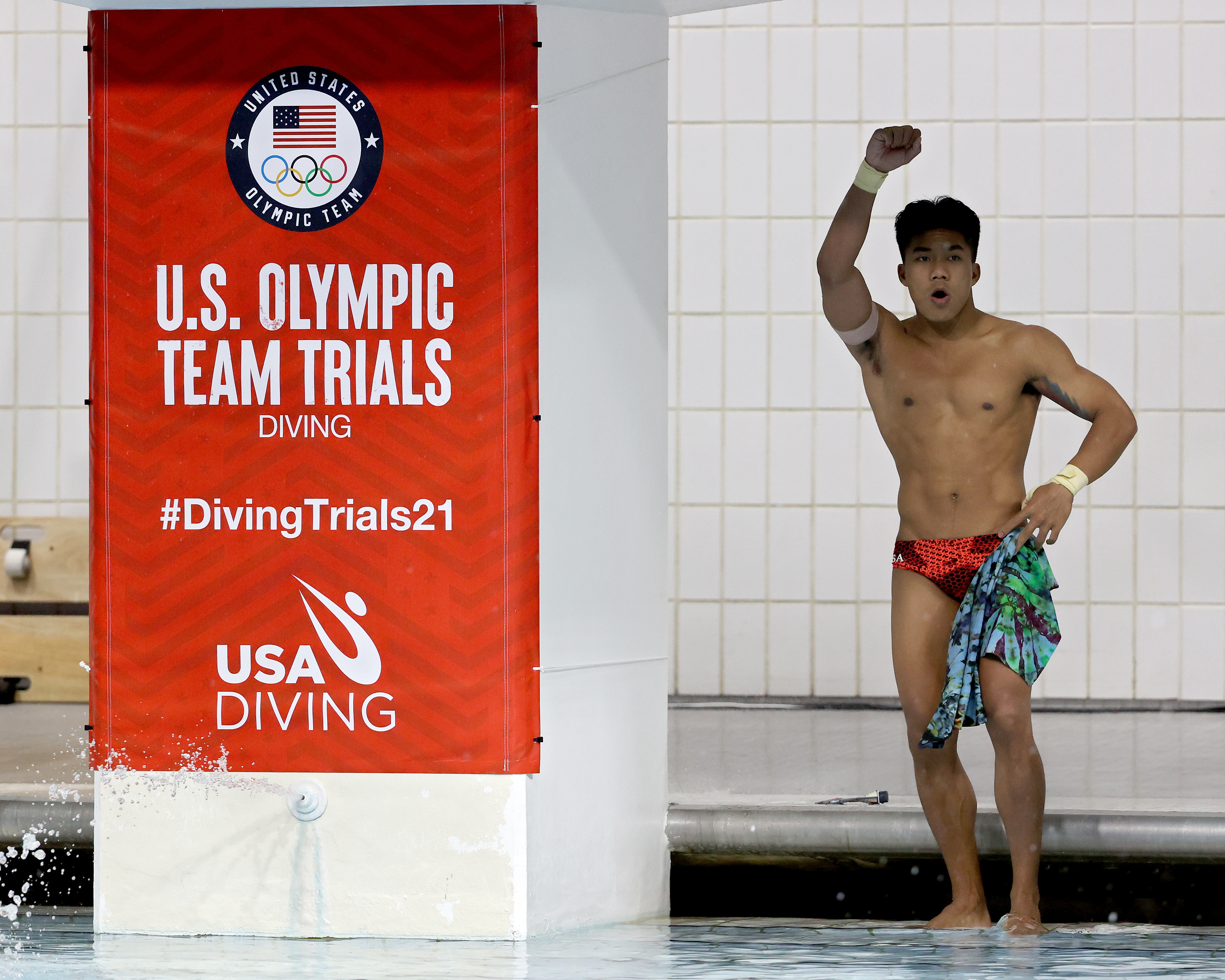 Jordan Windle soutěží ve finále na 10metrové plošině mužů během olympijských zkoušek v USA 12. června 2021 v Indianapolis, Indiana | Zdroj: Getty Images